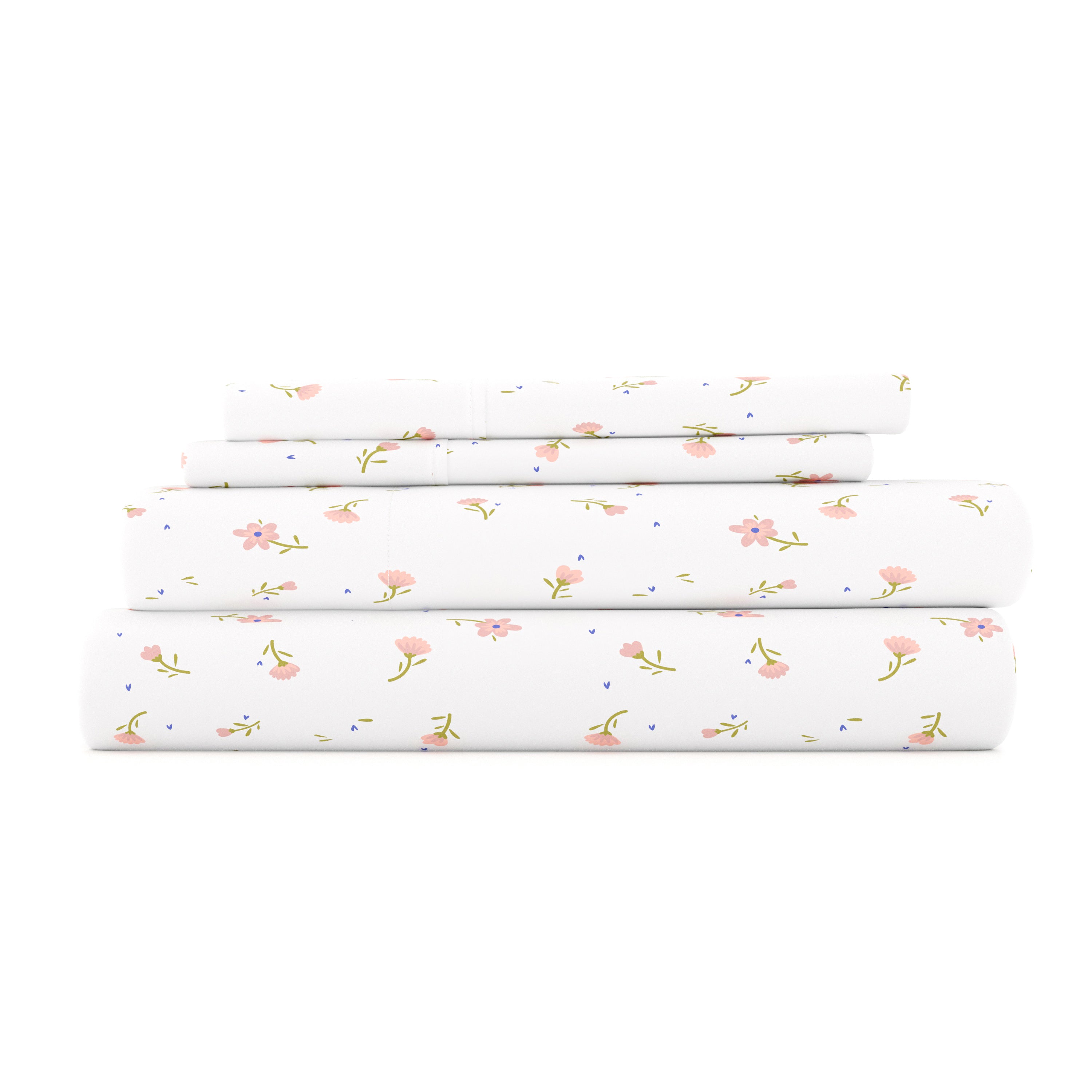 Soft Floral Pattern 4-Piece Sheet Set