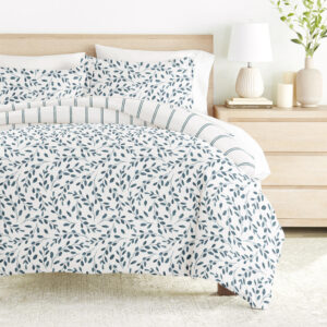 Watercolor Vines Pattern 3-Piece Reversible Duvet Cover Set