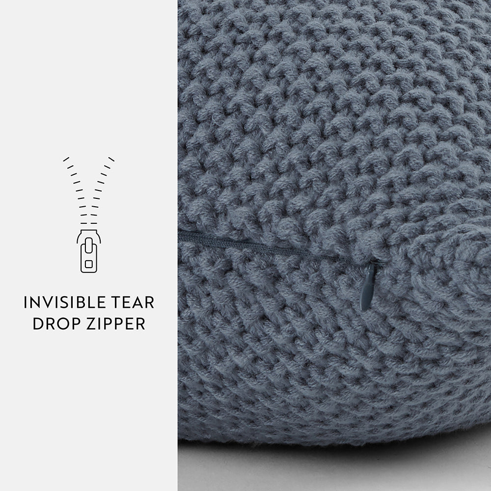 Seed Stitch Knit Throw Pillow Cover and Insert