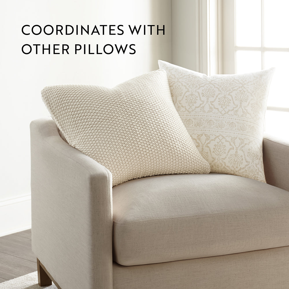 Seed Stitch Knit Throw Pillow Cover and Insert