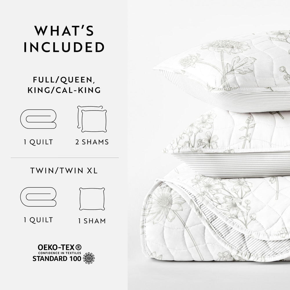 Blooming Daisy Reversible Quilted Coverlet Set