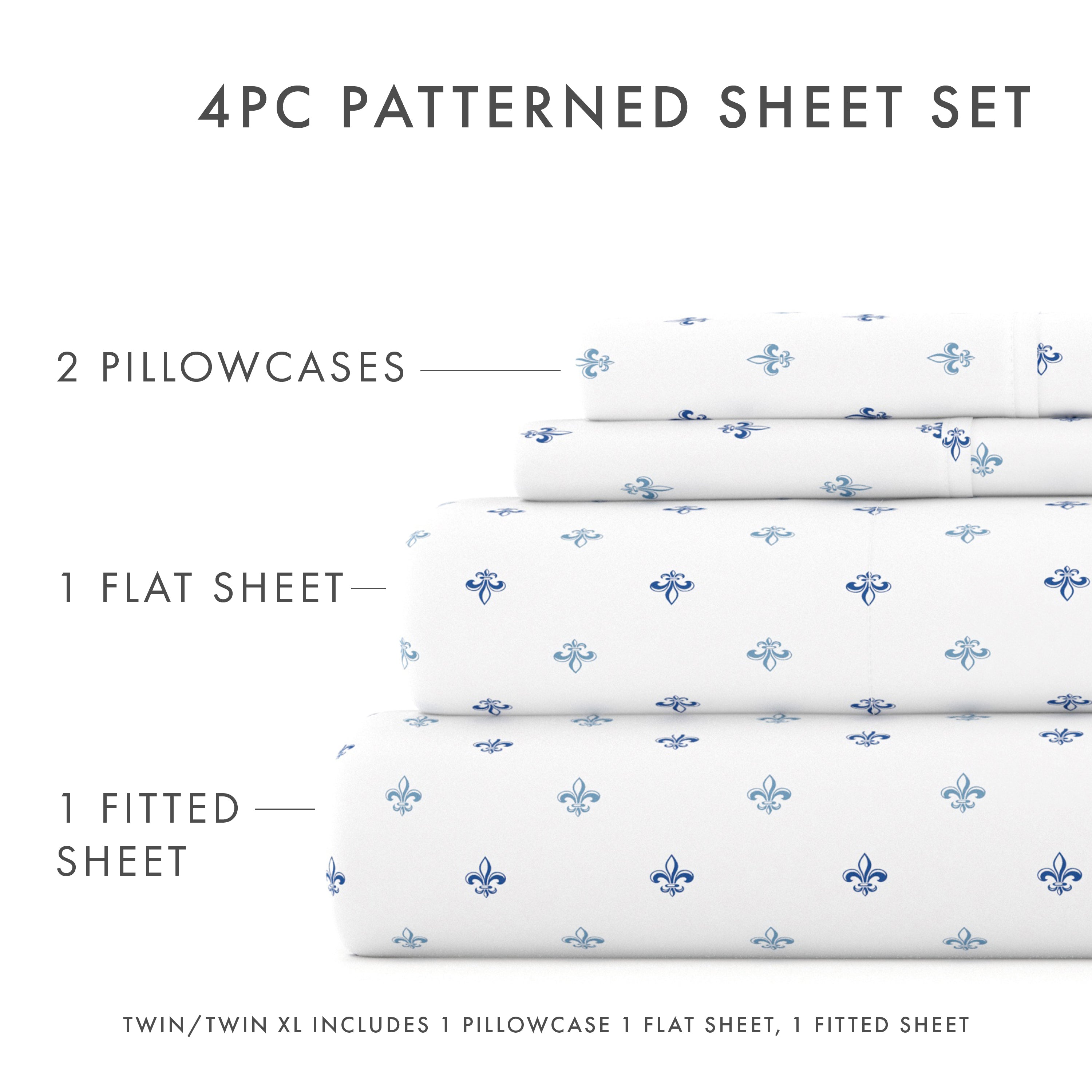 Lily Pattern 4-Piece Sheet Set - Linens & Hutch