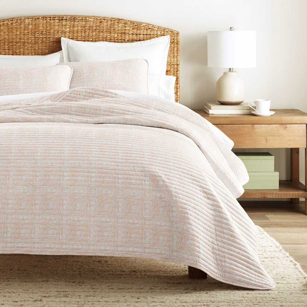 Geometric Maze Quilted Coverlet Set