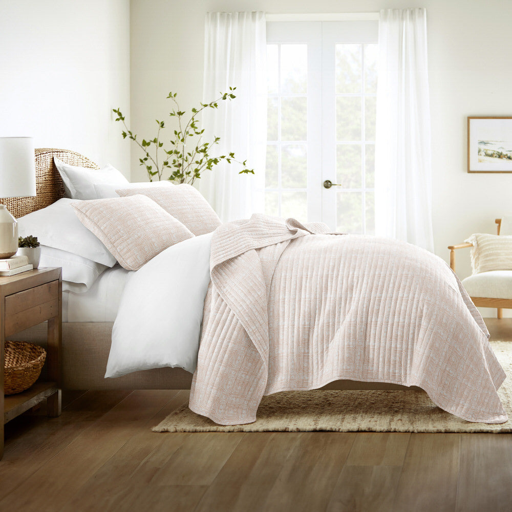 Geometric Maze Quilted Coverlet Set