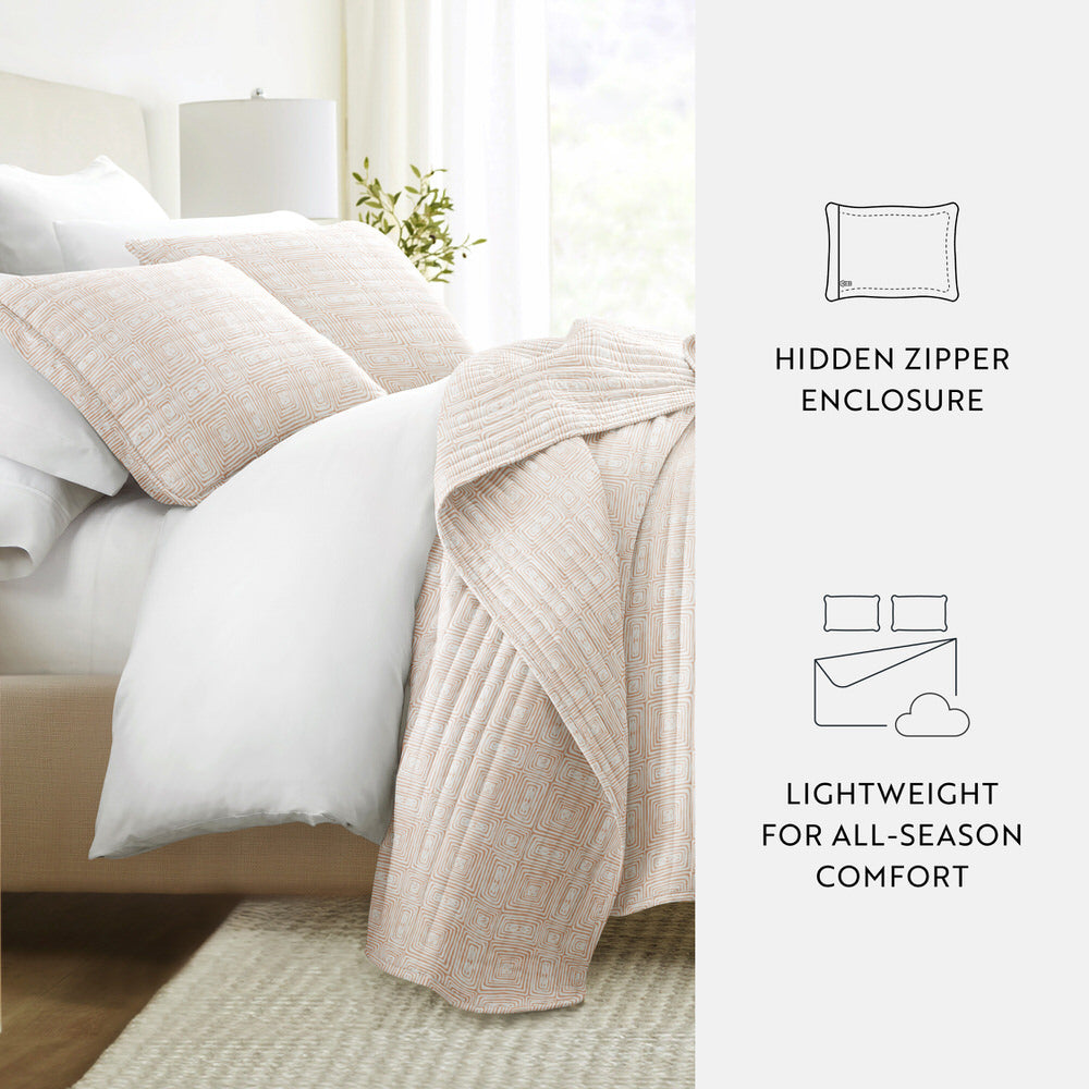 Geometric Maze Quilted Coverlet Set