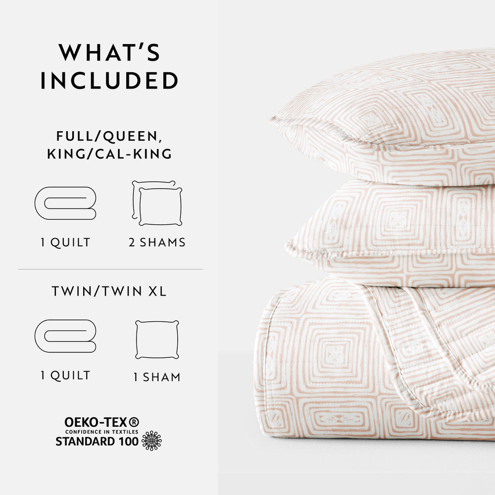 Geometric Maze Quilted Coverlet Set