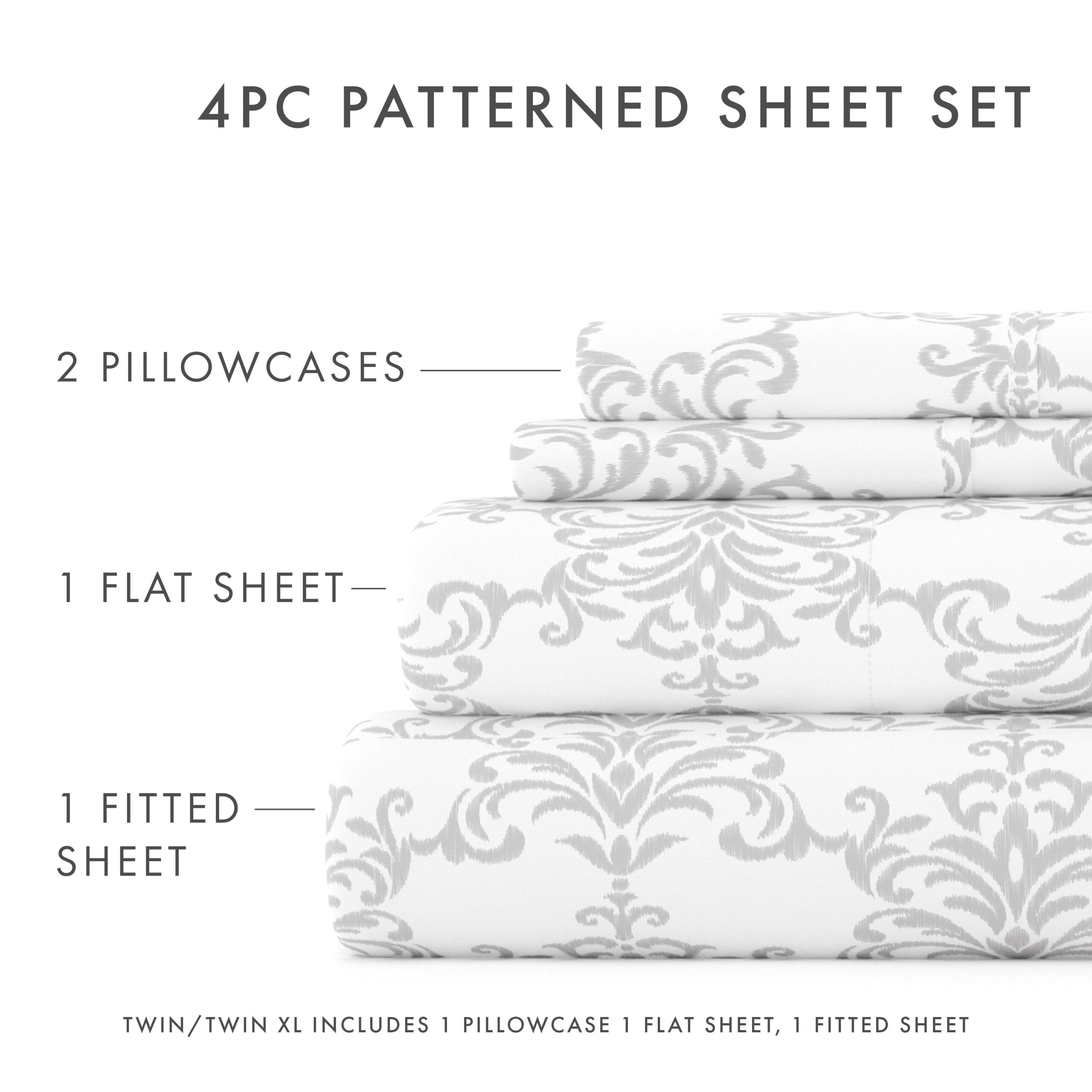 Soft Bouquet Pattern 4-Piece Sheet Set - Sale