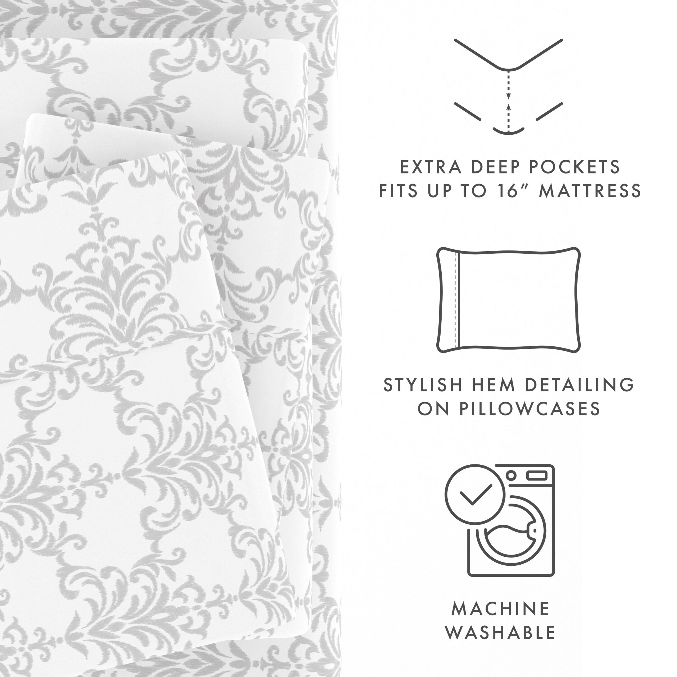 Soft Bouquet Pattern 4-Piece Sheet Set - Sale