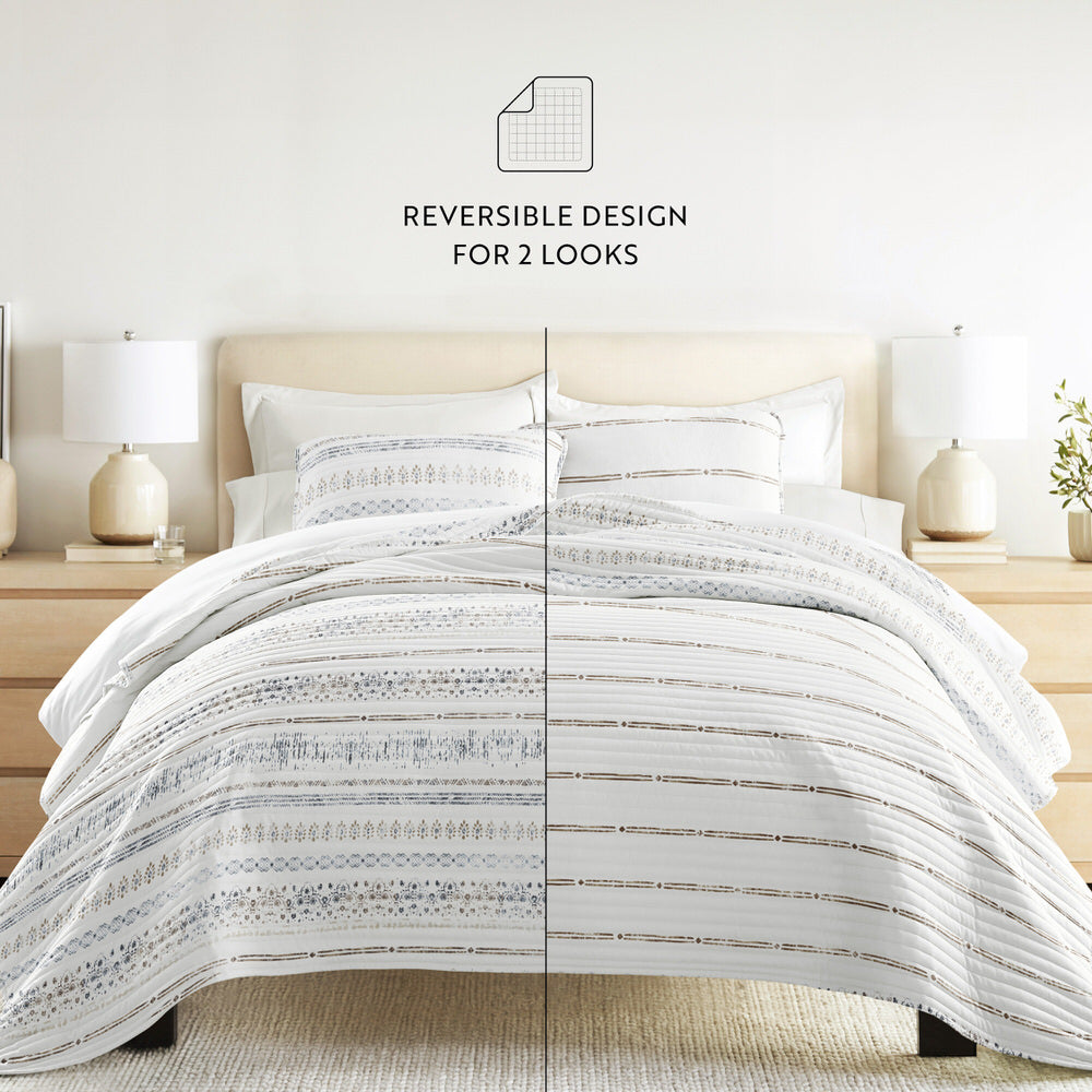 Relic Stripe Reversible Quilted Coverlet Set (Sale)