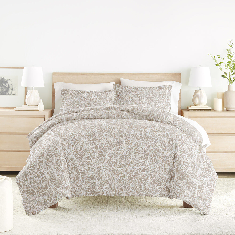 Linear Leaves Pattern 3-Piece Duvet Cover Set (Sale)