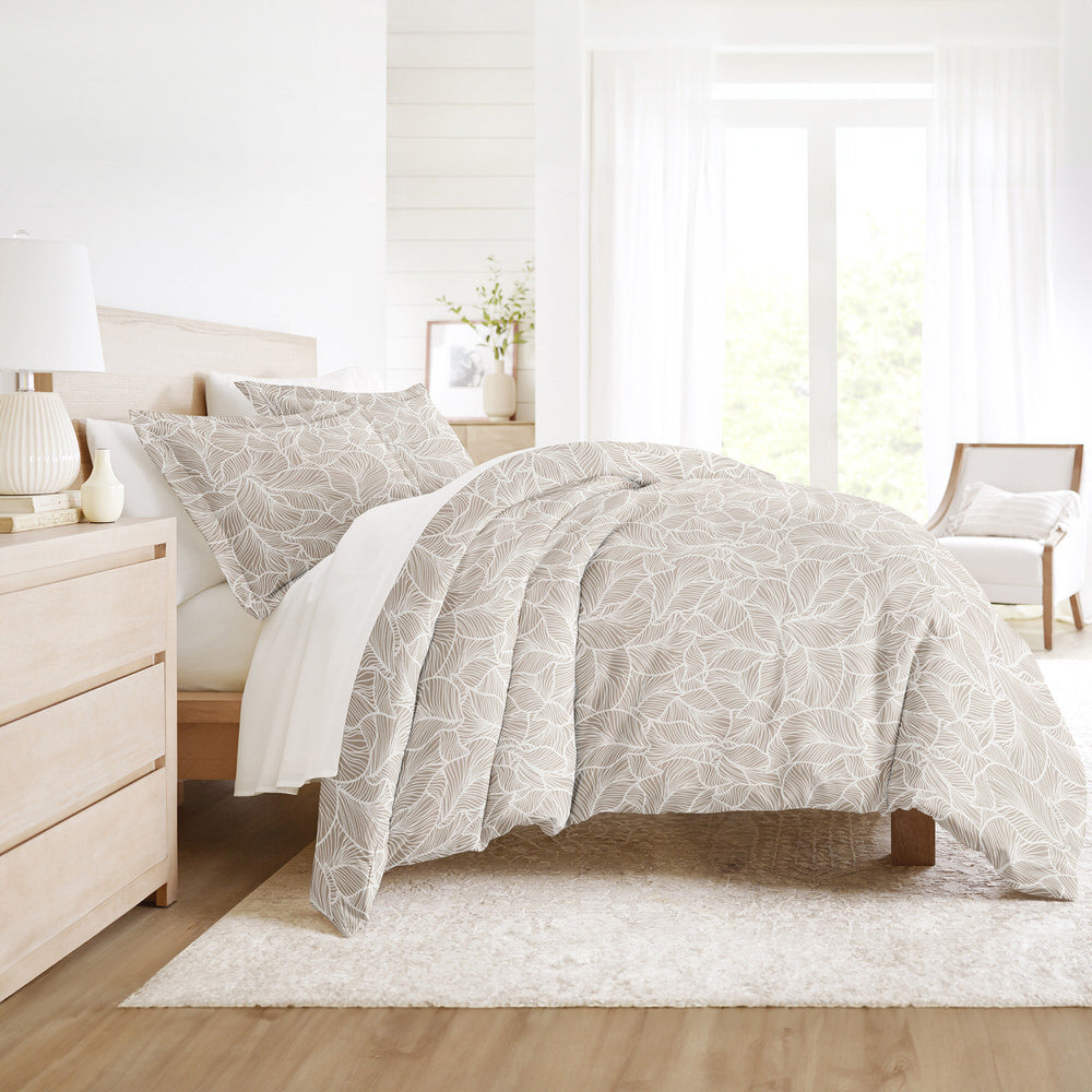 Linear Leaves Pattern 3-Piece Duvet Cover Set (Sale)