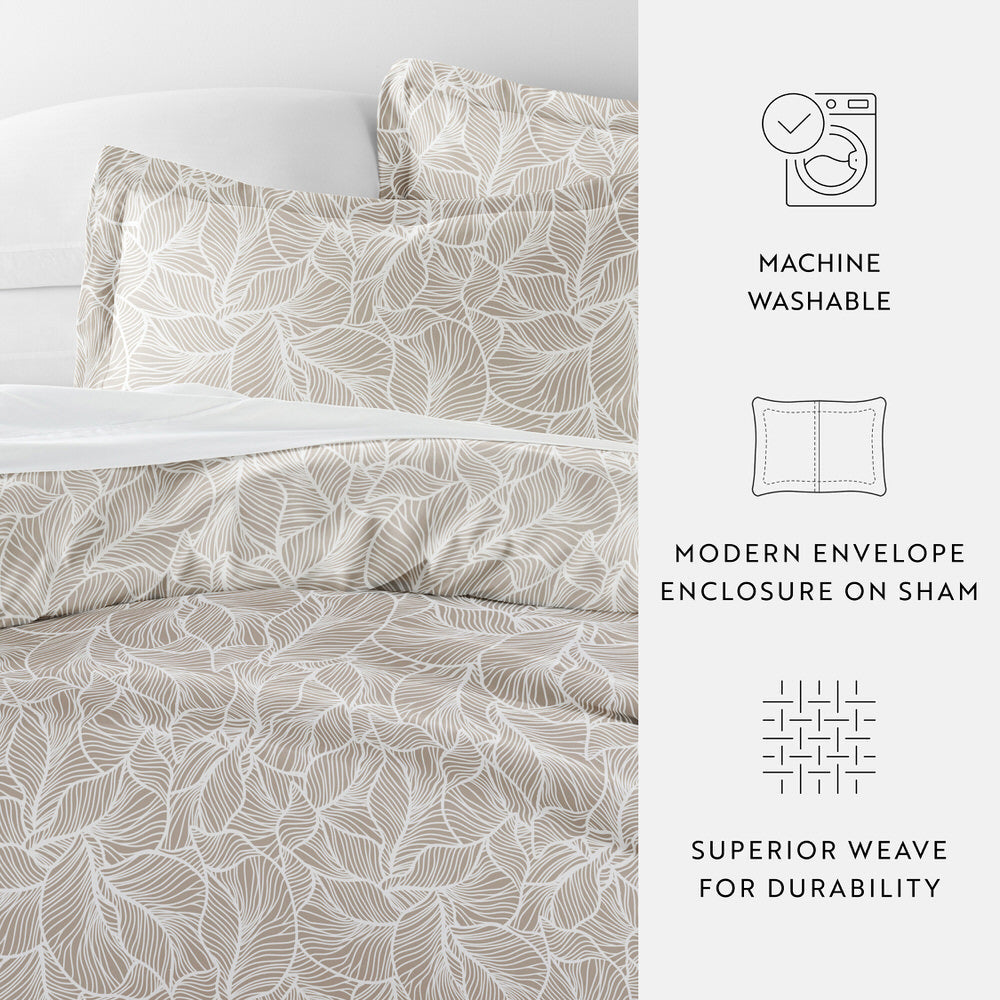Linear Leaves Pattern 3-Piece Duvet Cover Set (Sale)
