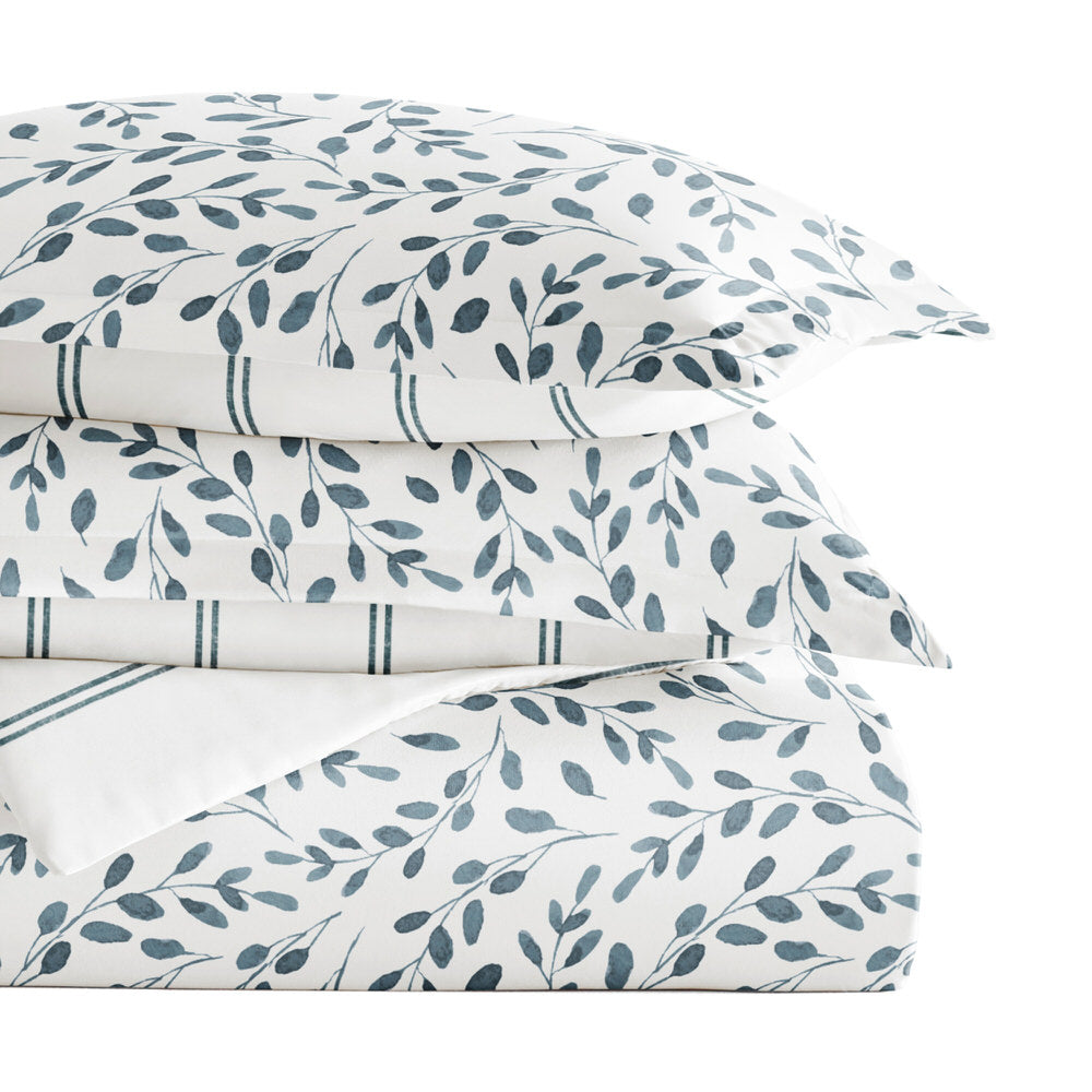 Watercolor Vines Pattern 3-Piece Reversible Duvet Cover Set (Sale)