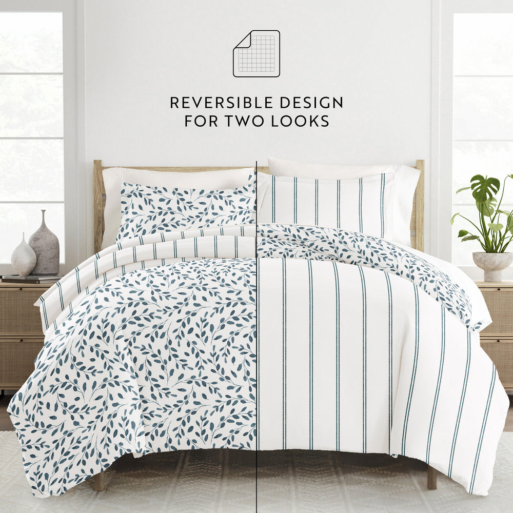 Watercolor Vines Pattern 3-Piece Reversible Duvet Cover Set (Sale)