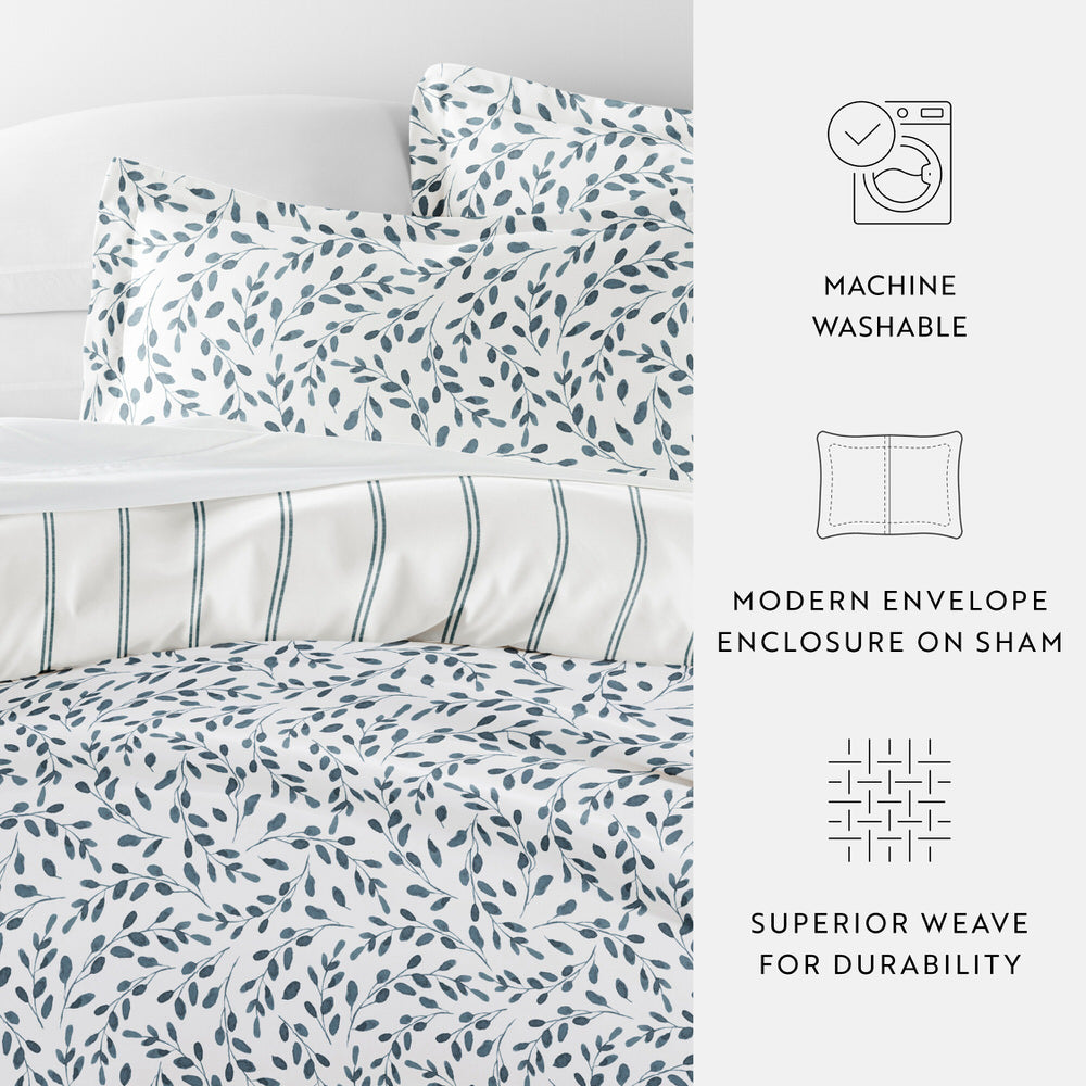 Watercolor Vines Pattern 3-Piece Reversible Duvet Cover Set (Sale)