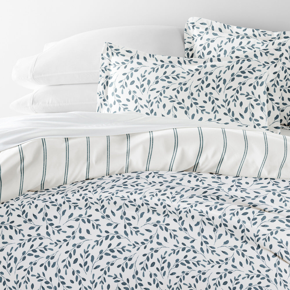 Watercolor Vines Pattern 3-Piece Reversible Duvet Cover Set (Sale)