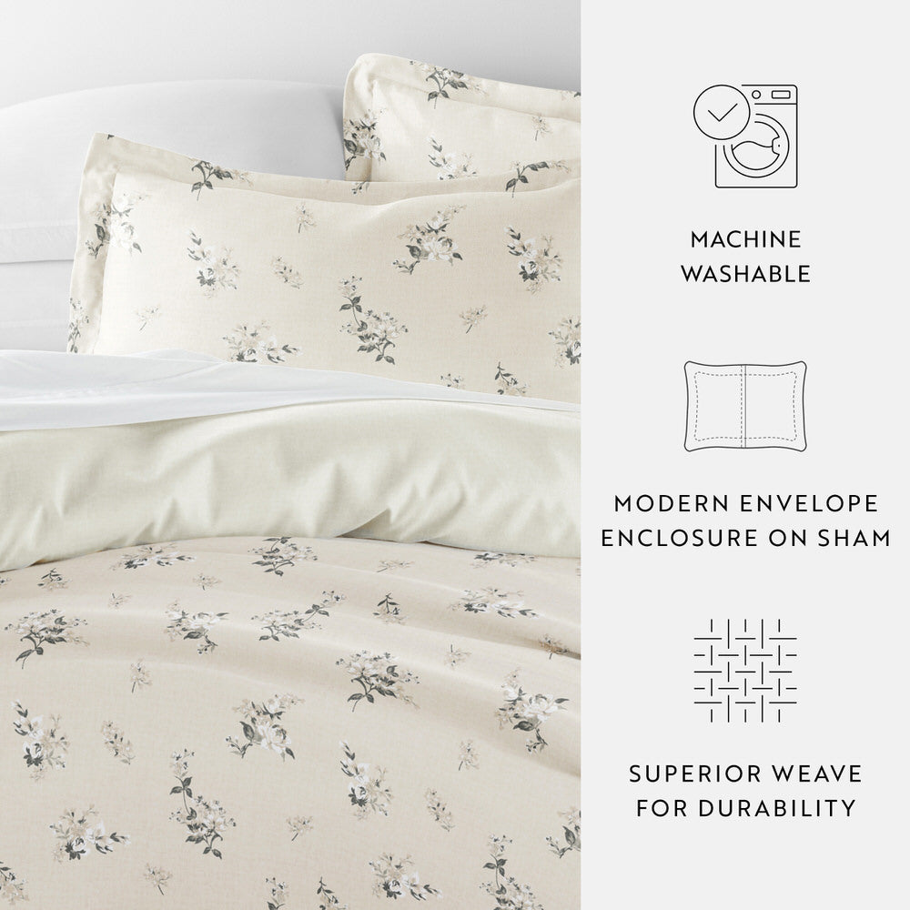 Delicate Floral Pattern 3-Piece Reversible Duvet Cover Set (Sale)