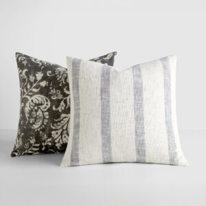 2-Pack Yarn-Dyed Awning Stripe / Distressed Floral Décor Throw Pillows (Sale)