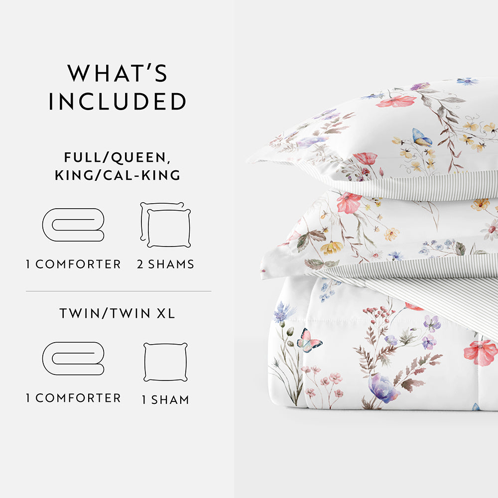 Meadow Floral Reversible Down-Alternative Comforter Set (Sale)
