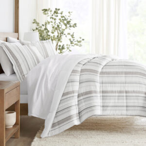 Vertical Stripe Reversible Down-Alternative Comforter Set (Sale)