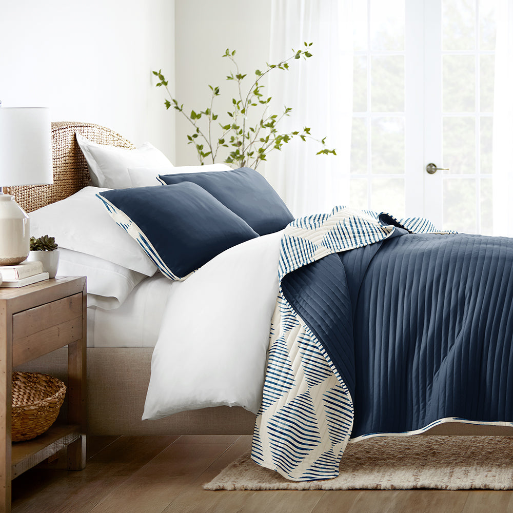 Distressed Diamond Reversible Quilted Coverlet Set (Sale)