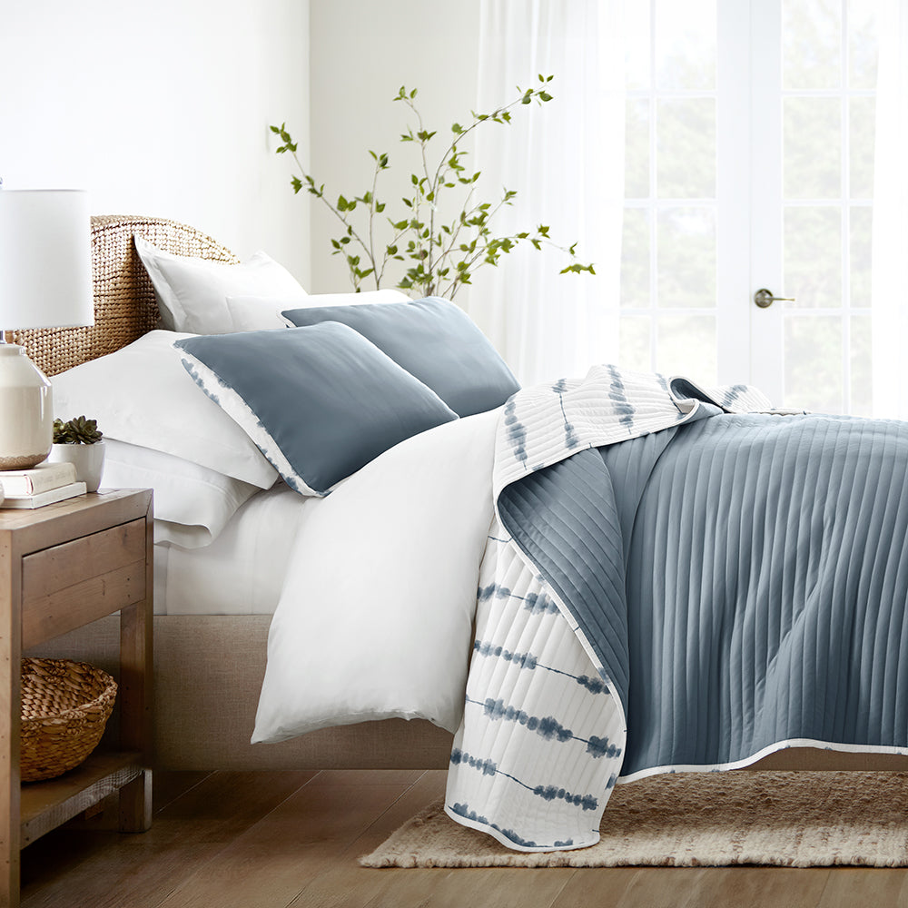 Shibori Reversible Quilted Coverlet Set (Sale)