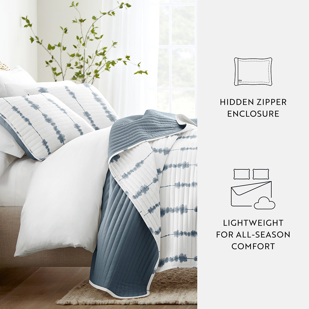 Shibori Reversible Quilted Coverlet Set (Sale)