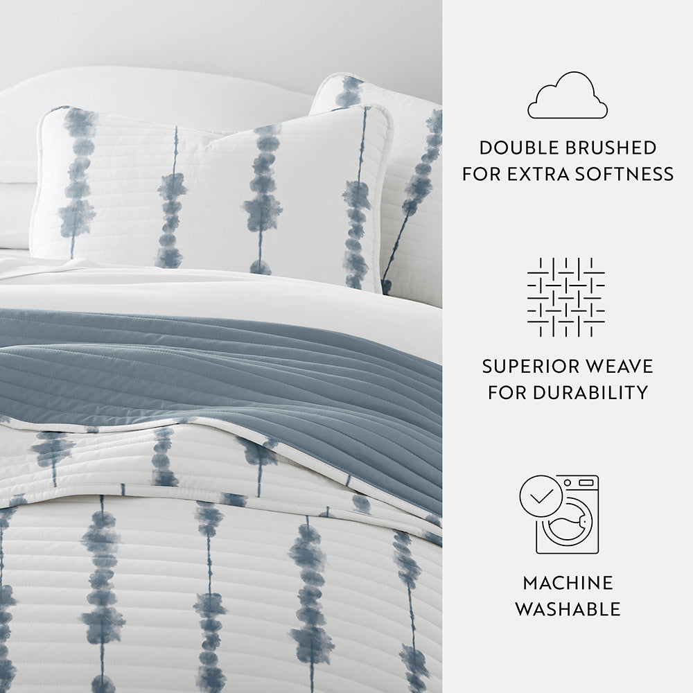 Shibori Reversible Quilted Coverlet Set (Sale)
