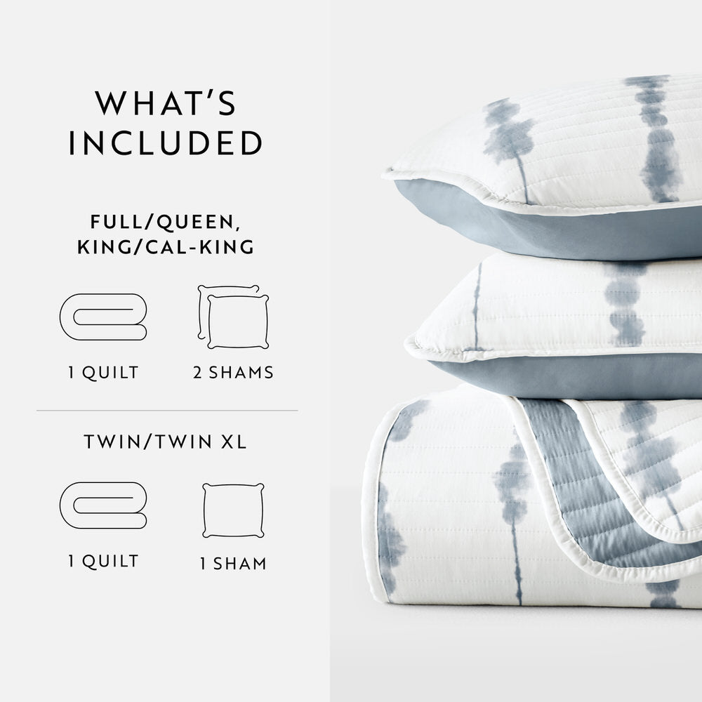 Shibori Reversible Quilted Coverlet Set (Sale)