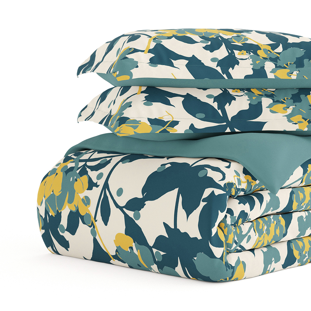 Boho Flower Pattern 3-Piece Reversible Duvet Cover Set (Sale)