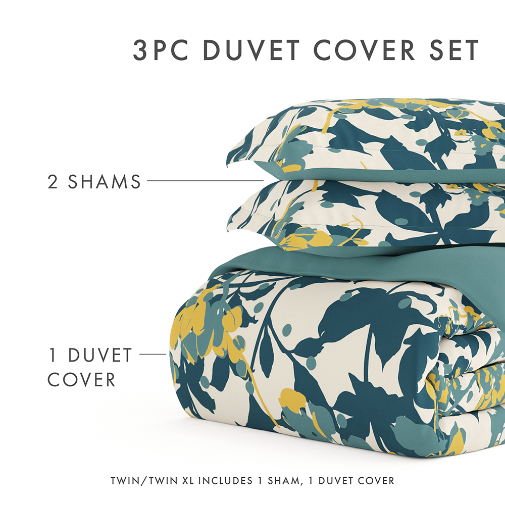 Boho Flower Pattern 3-Piece Reversible Duvet Cover Set (Sale)
