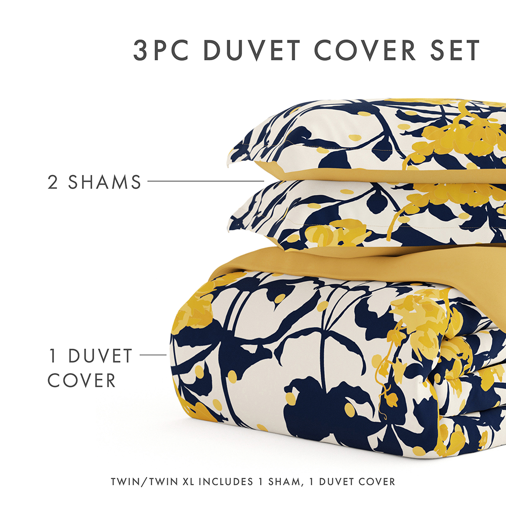 Boho Flower Pattern 3-Piece Reversible Duvet Cover Set (Sale)