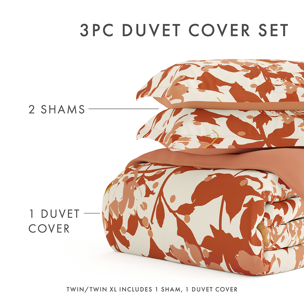 Boho Flower Pattern 3-Piece Reversible Duvet Cover Set (Sale)