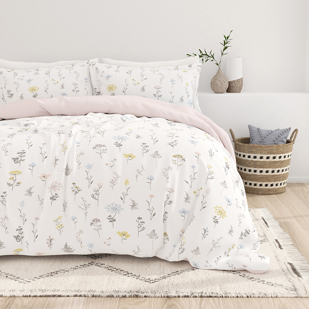 Wildflower Pattern 3-Piece Reversible Duvet Cover Set (Sale)