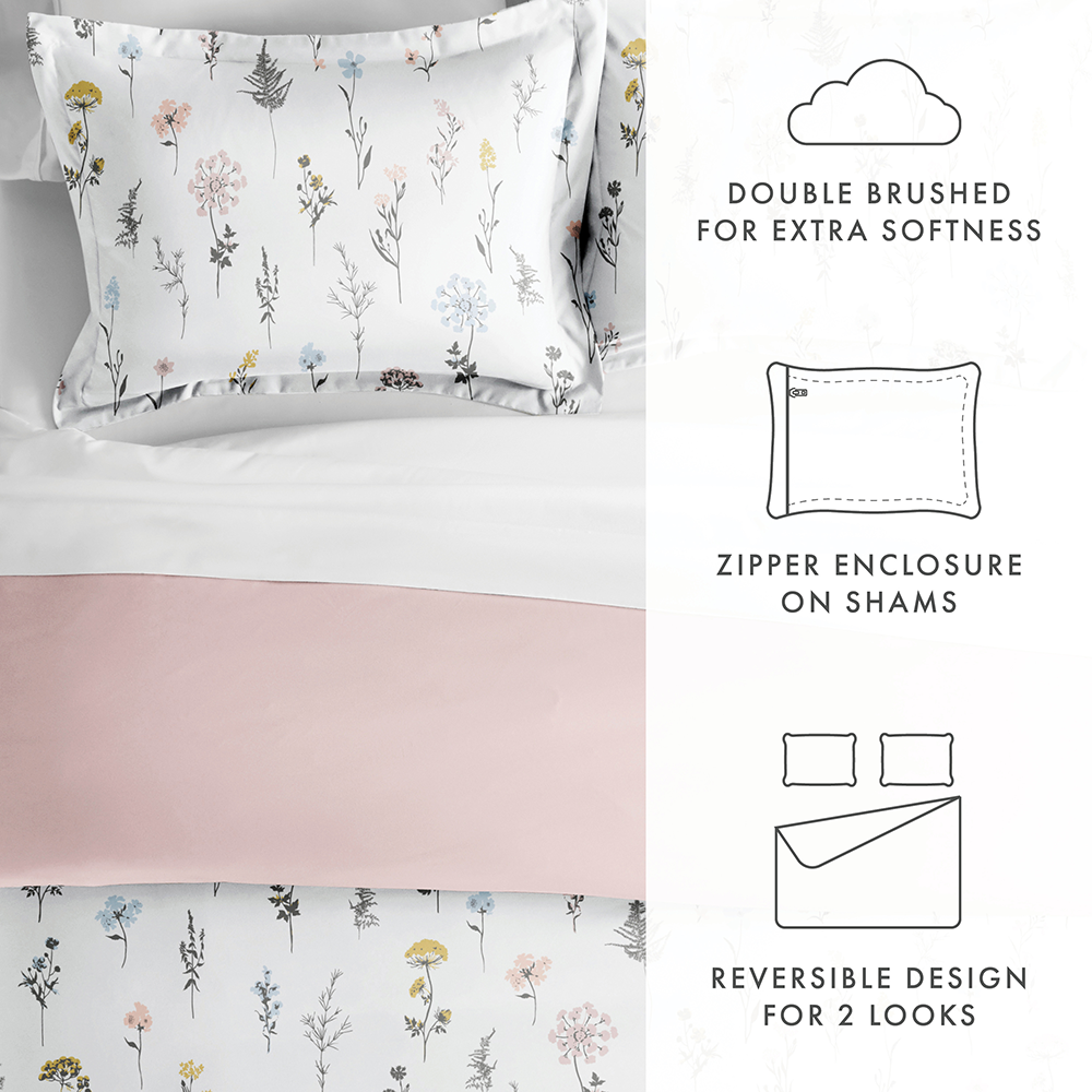 Wildflower Pattern 3-Piece Reversible Duvet Cover Set (Sale)