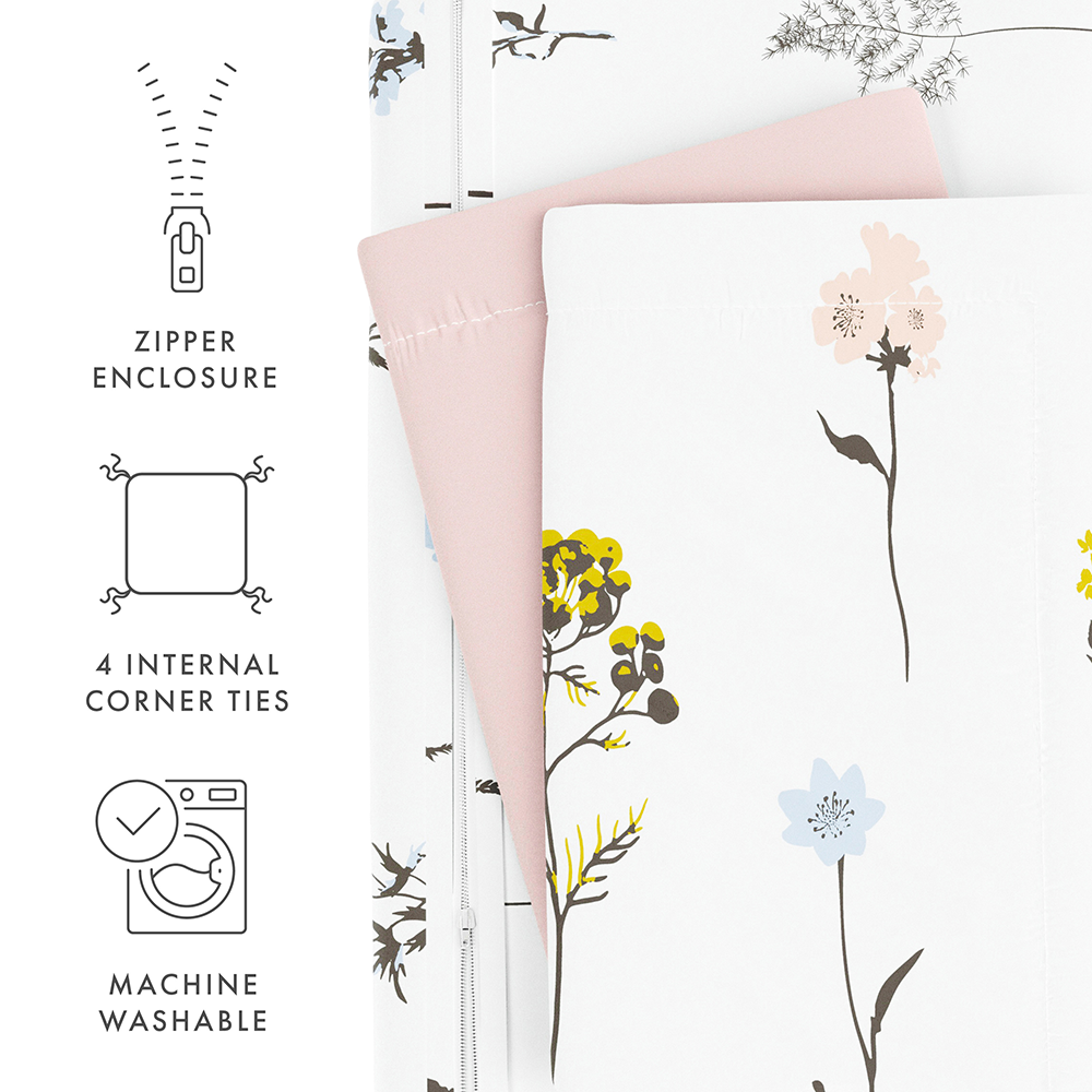 Wildflower Pattern 3-Piece Reversible Duvet Cover Set (Sale)