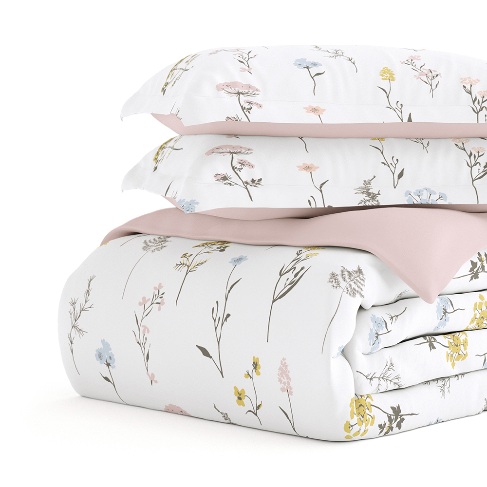 Wildflower Pattern 3-Piece Reversible Duvet Cover Set (Sale)