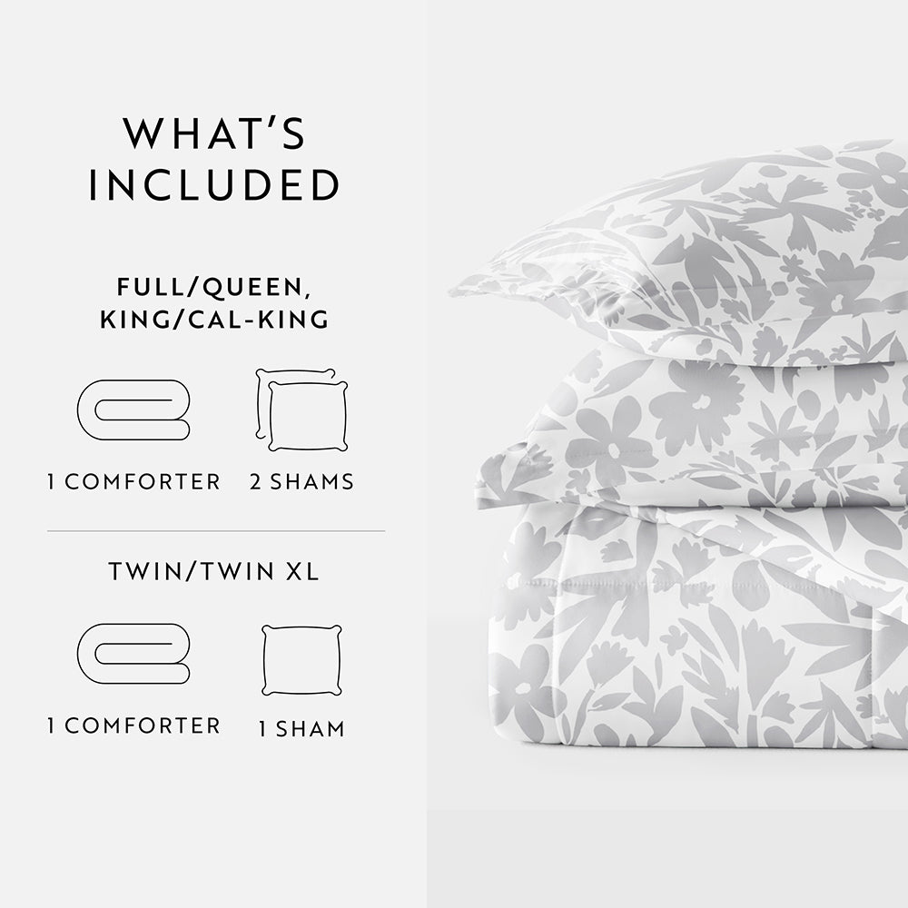 Abstract Garden Patterned Down-Alternative Comforter Set (Sale)