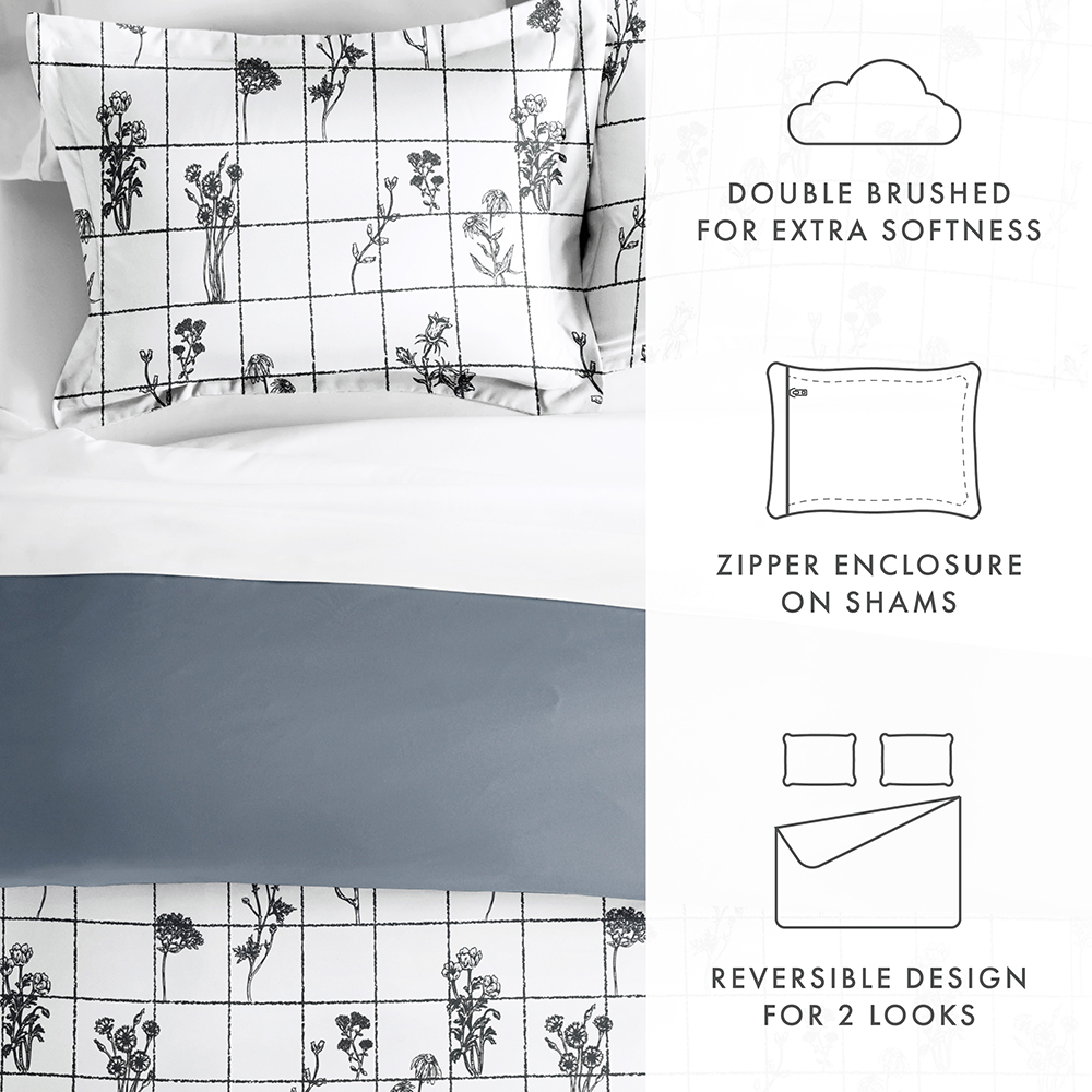 Flower Field Pattern 3-Piece Reversible Duvet Cover Set (Sale)