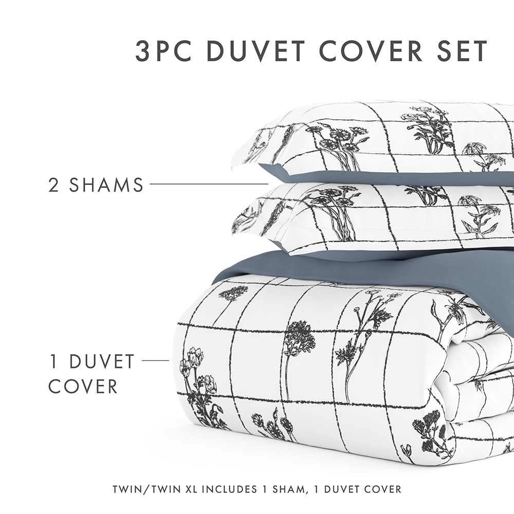 Flower Field Pattern 3-Piece Reversible Duvet Cover Set (Sale)