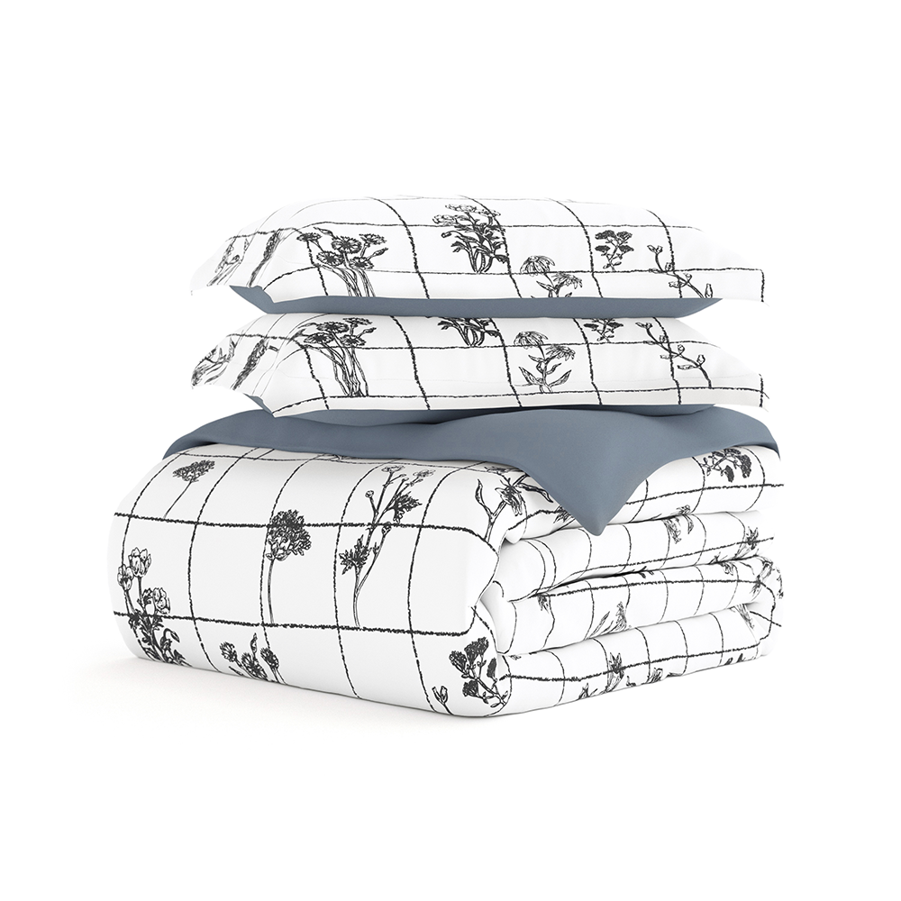 Flower Field Pattern 3-Piece Reversible Duvet Cover Set (Sale)