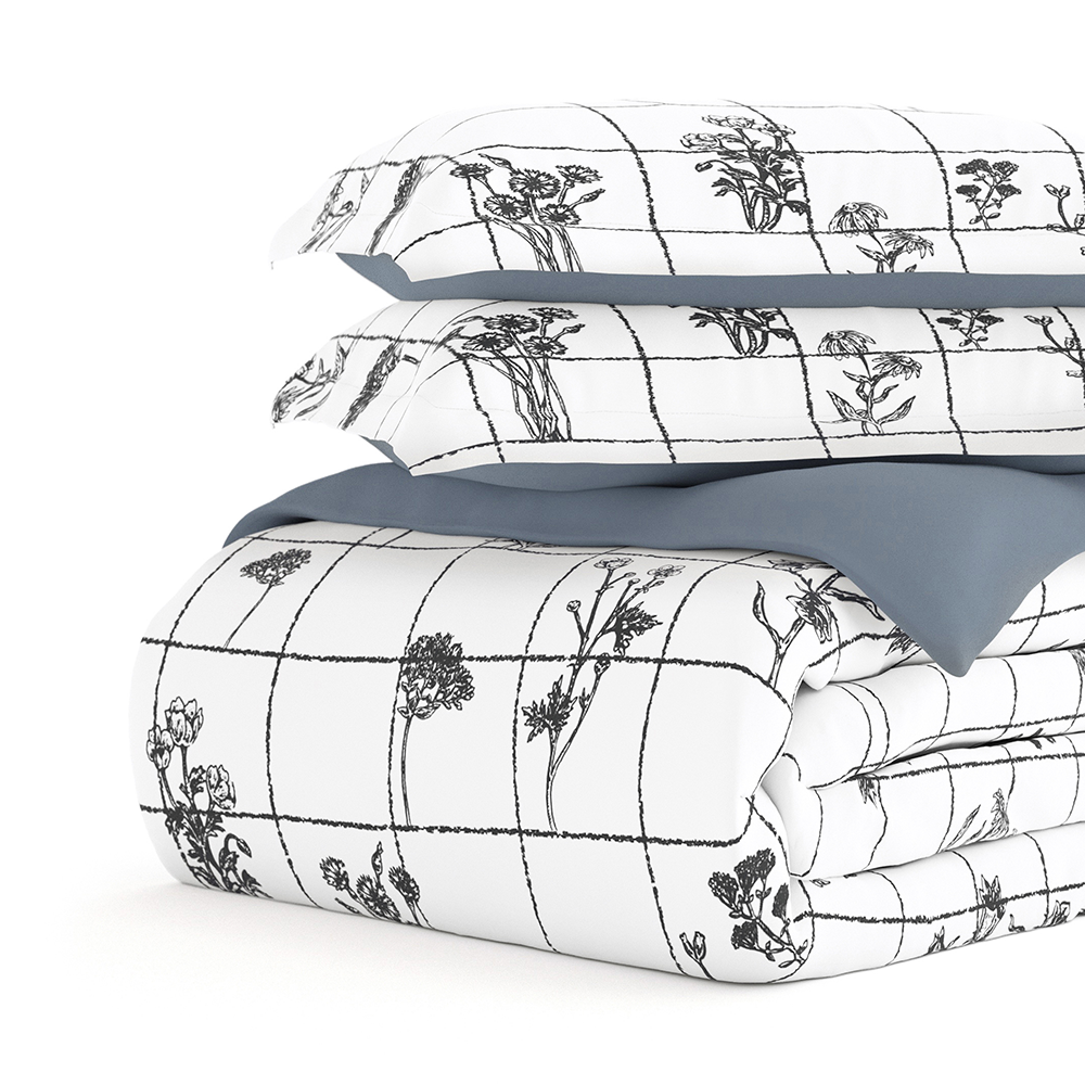Flower Field Pattern 3-Piece Reversible Duvet Cover Set (Sale)