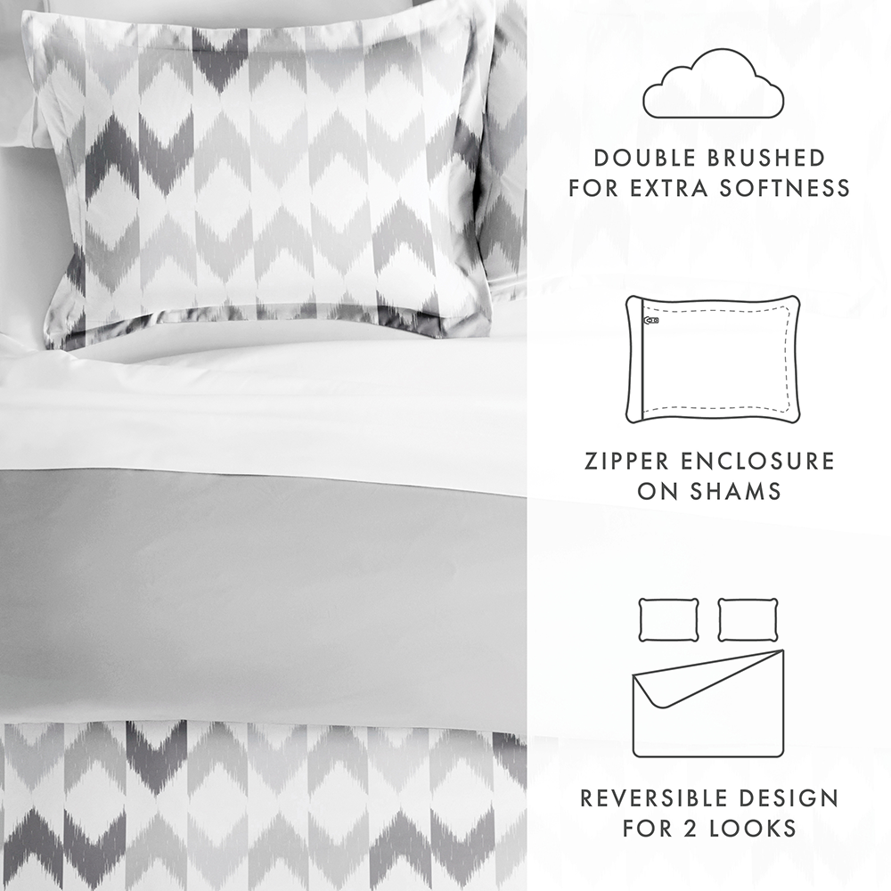 Chevron Sleep Pattern 3-Piece Reversible Duvet Cover Set (Sale)