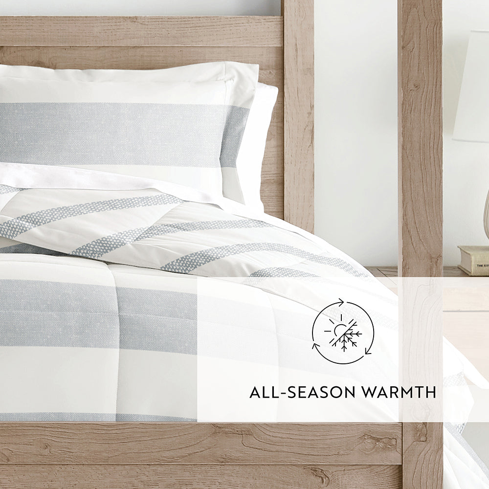 Distressed Stripe Reversible Down-Alternative Comforter Set (Sale)