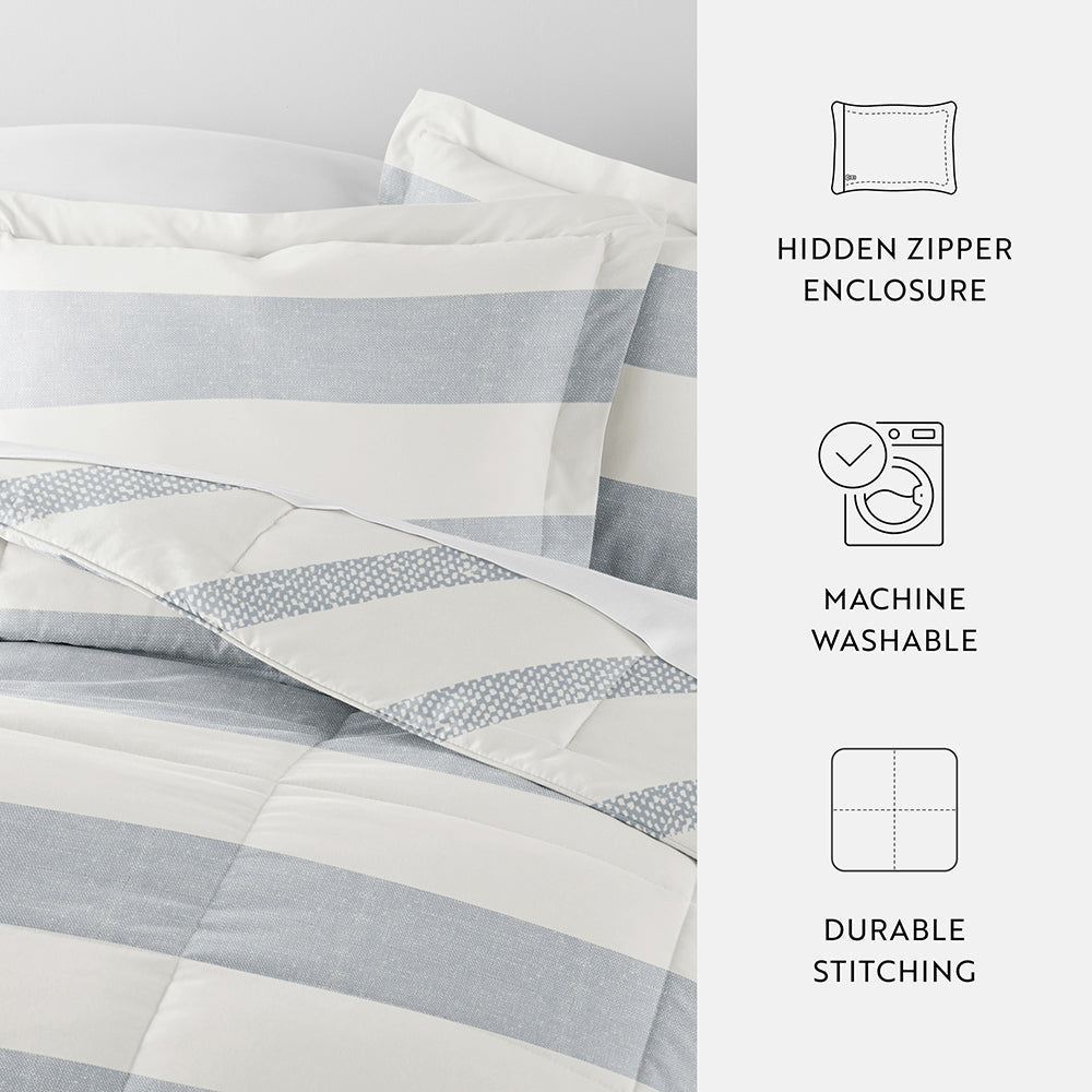Distressed Stripe Reversible Down-Alternative Comforter Set (Sale)
