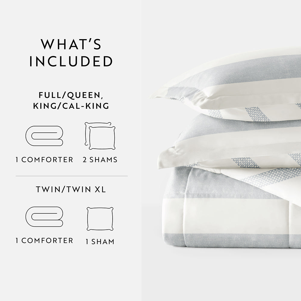 Distressed Stripe Reversible Down-Alternative Comforter Set (Sale)
