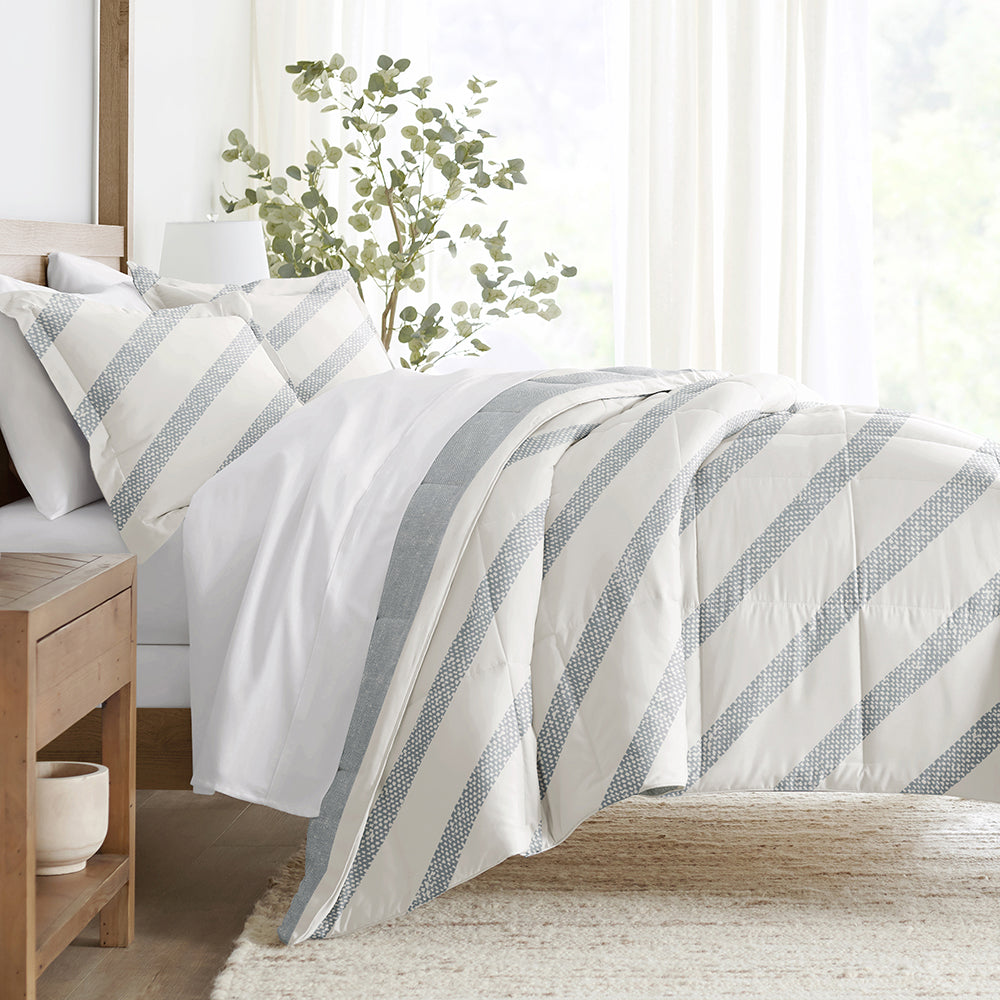 Distressed Stripe Reversible Down-Alternative Comforter Set (Sale)