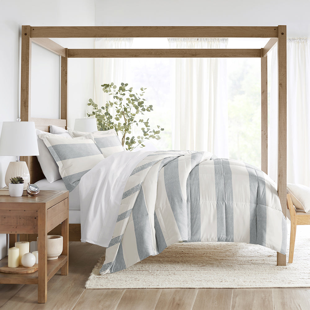 Distressed Stripe Reversible Down-Alternative Comforter Set (Sale)