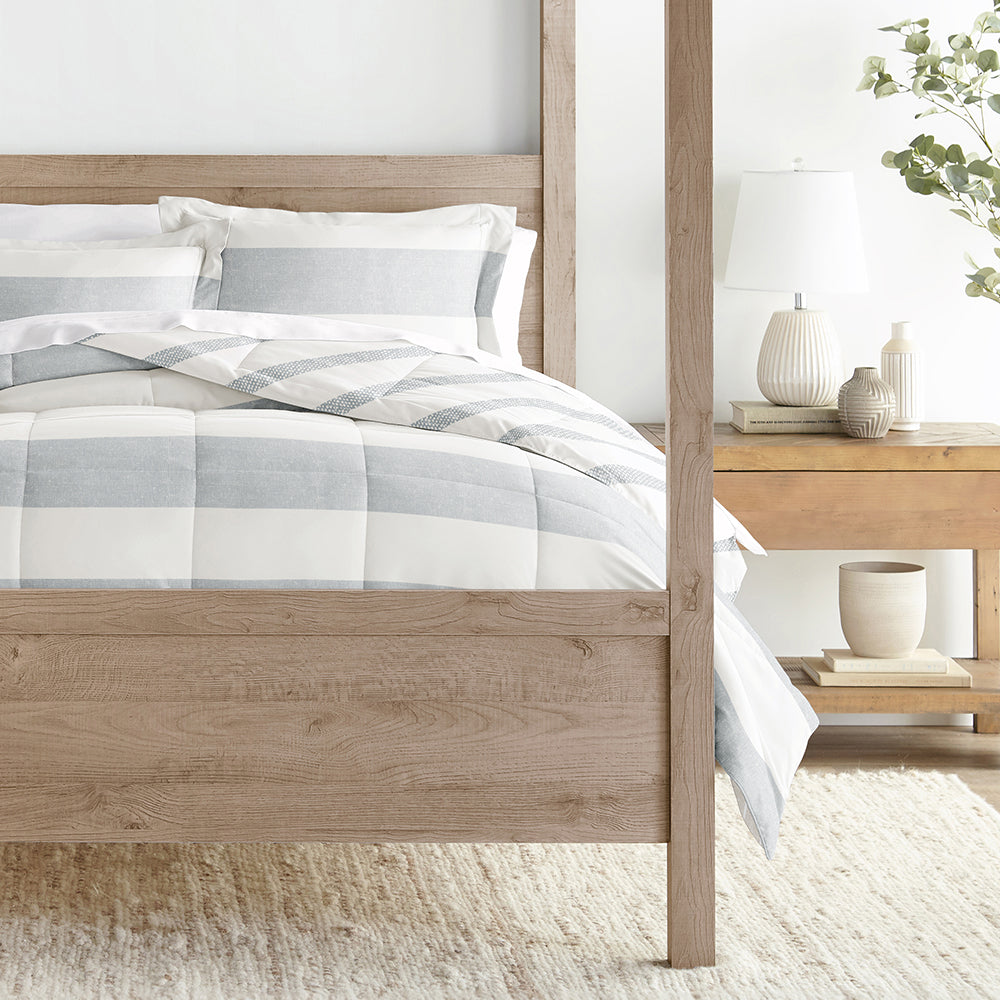 Distressed Stripe Reversible Down-Alternative Comforter Set (Sale)