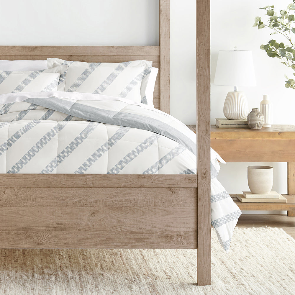 Distressed Stripe Reversible Down-Alternative Comforter Set (Sale)